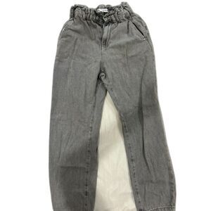 ZARA High Waisted Tapered Leg Paperbag Jeans Gray Size 2